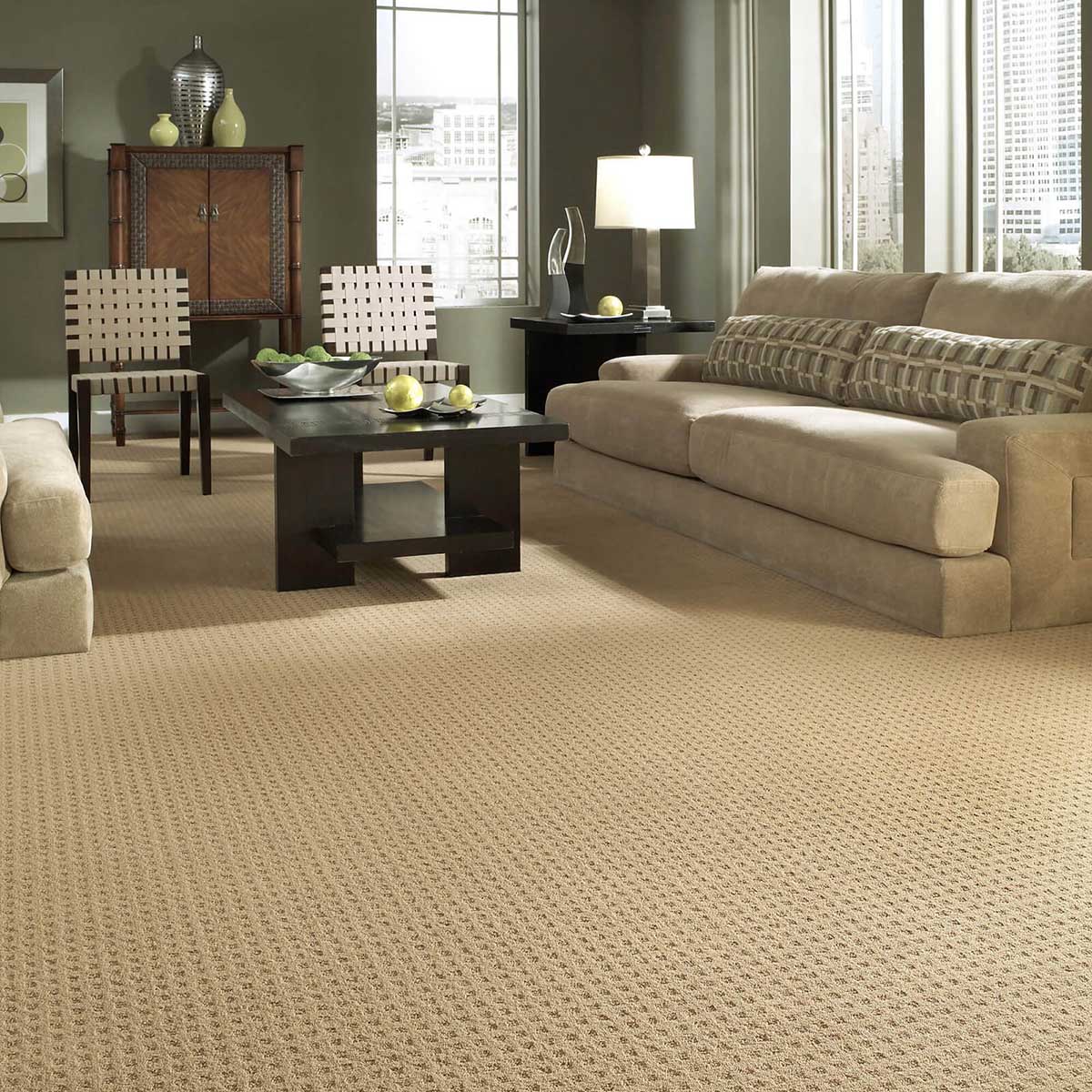 Living room carpet flooring | FloorWorks | Bethlehem, NH