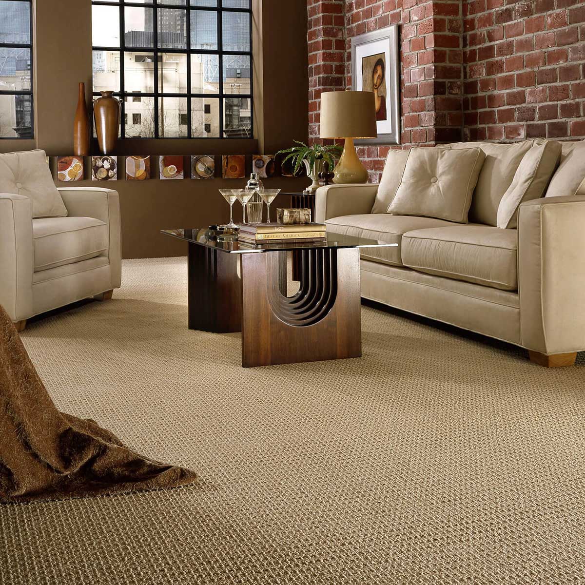 Living room carpet flooring | FloorWorks | Bethlehem, NH